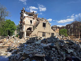 Destroyed house in Dnipro