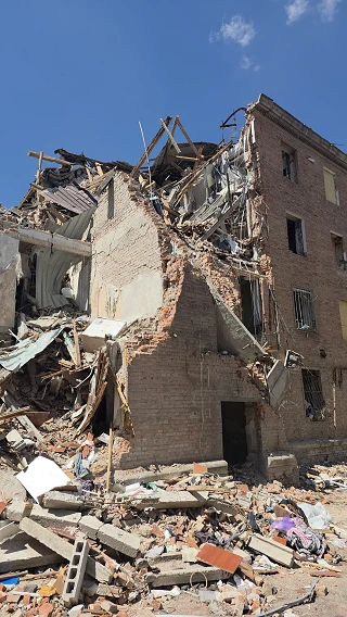 Destroyed house in Dnipro