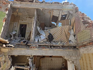 Destroyed house in Dnipro