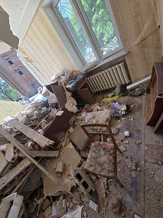Destroyed house in Dnipro