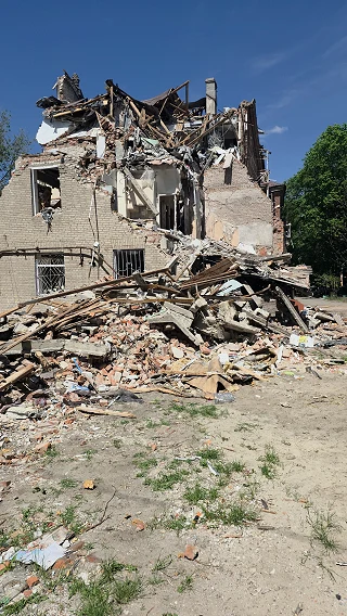 Destroyed house in Dnipro
