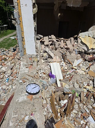 Destroyed house in Dnipro